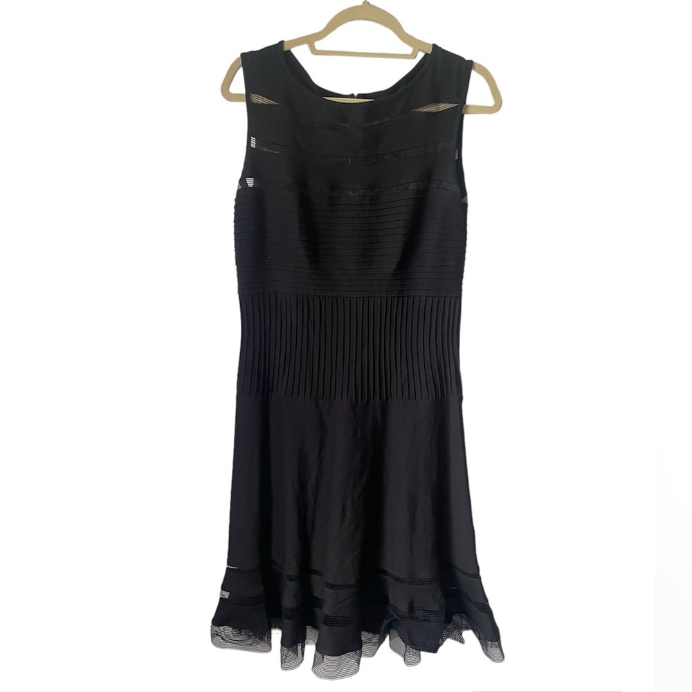 Tadashi Shoji Dress Womens Large Black Sheer Mesh
